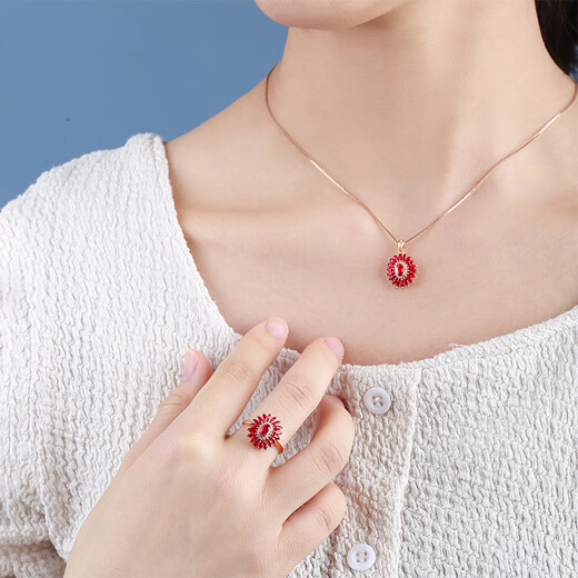 HEEKAIYI Ring Women's Pigeon Blood Ruby Ring Luxury Jewelry Chinese Valentine's Day Birthday Gift for Wife and Girlfriend <Supports Customization>