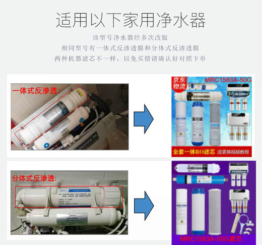 钻芯（zuanxin）通用美的净水器滤芯10英寸MRC1583A-50G(升级版) 全套滤芯（RO膜可以拆卸）