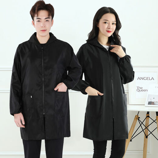 Lianfeng work wear smock for men and women, long-sleeved apron, waterproof and oil-proof kitchen household labor protection work clothes, fashionable jacket, navy blue zipper thin section 4XL (160-180Jin Jin equals 0.5kg)