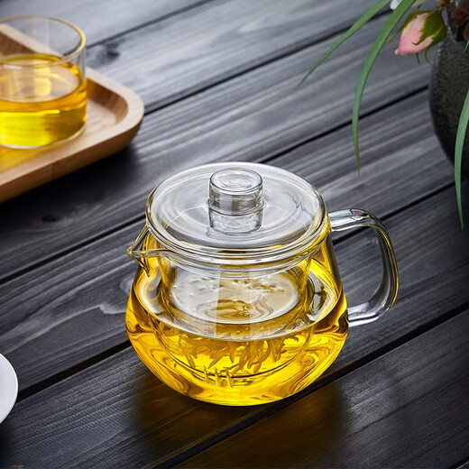 Quandu Teapot Glass Teapot Thickened Heat-Resistant Glass Teapot Creative Smoke Gray Glass Kung Fu Tea Set Yinxian Cup 500ML