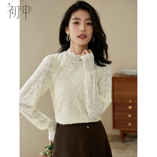 Chushen autumn and winter long-sleeved shirt women's light French lace temperament commuting thick style inner layering shirt top S143T2032
