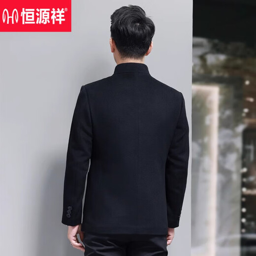 Hengyuanxiang Wollmantel Herren Winter verdickt warm Stehkragen Tunika Business Casual Jacke Herren Wollwindjacke 8802 Schwarz XL 180 (145–160 Jin Jin entspricht 0,5 kg)