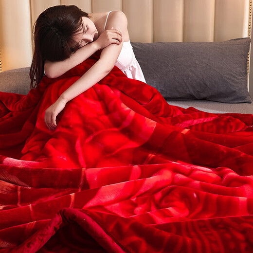 Antarctic (home) blanket quilt in winter double thickened double layer rasher cover blanket wedding wedding wedding super soft warm double velvet blanket CC-653 big red thickened 200*230cm about 7 Jin [Jin equals 0.5 kg]