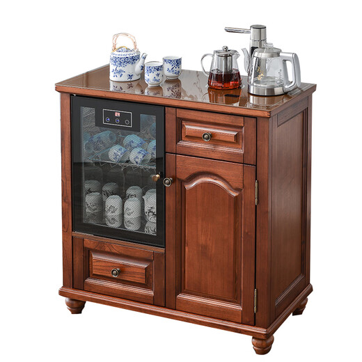 JPHZNB tea bar machine integrated table kettle cabinet home living room fully automatic intelligent solid wood belt integrated cabinet new Chinese style 6626 walnut color disinfectable warm