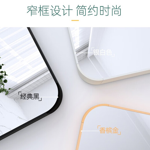 含雅 全身穿衣镜子贴墙自粘家用卧室墙面免打孔挂墙粘墙试衣落地镜子 香槟金40*150【粘贴、挂墙】