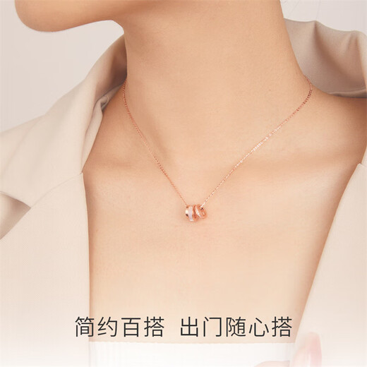 Zhou Dasheng three-ring small waist necklace sterling silver girls light luxury niche clavicle chain high-end jewelry birthday gift for girlfriend