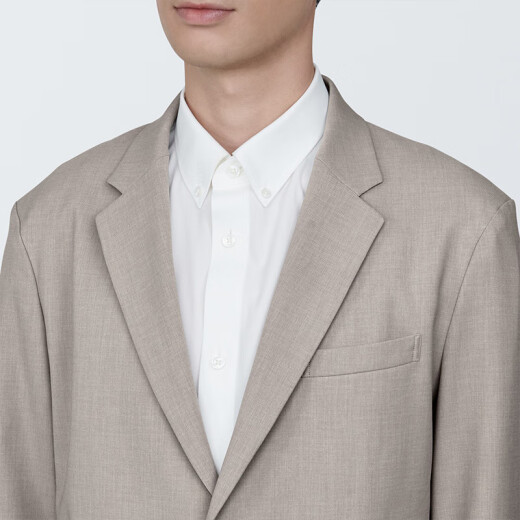 无印良品（MUJI）男式 易打理 弹力 夹克男士外套男款春秋款 西装小西服AD0V0A4S 浅灰棕色 XL (180/104A)