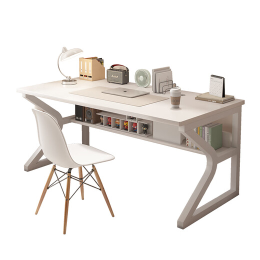 Minyu Schreibtisch Bücherregal Integrierte Tischtischstudiestisch High School Schüler Home Work Desk Loch Board Computer Desk Schreibtisch (einzelne Tisch-Horizontale Board-Aufbewahrung) Warm White 100cm