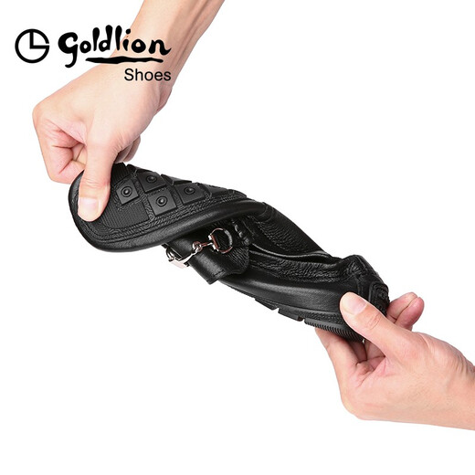Goldlion Bean Shoes Men's Shoes Autumn Business Casual Shoes Deer Leather Shoes Soft Slip-on Driving Loafers Black 40