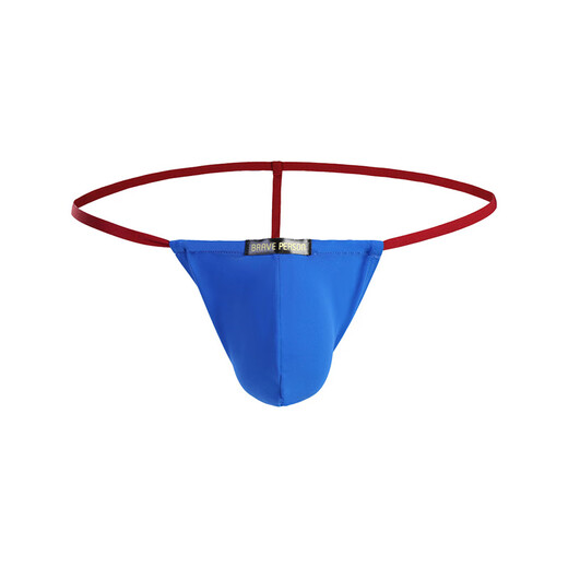 
BRAVEPERSON Men's super-sliding stretch-line pants, low-waist T-shirt underwear, cool and silky and fashionable male sexy hip-showing single-thong underwear, blue L