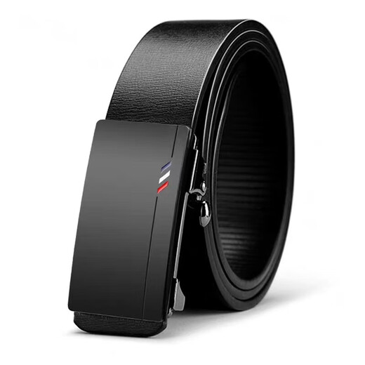 Men's belt, toothless inner trouser belt, men's business casual, middle-aged and young people's automatic buckle trouser belt, Korean style trendy belt, black, business color, 120cm