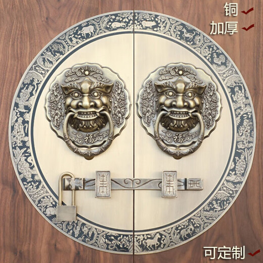 Jingsuo antique door lock handle hand-style copper door knocker villa courtyard wooden door bolt latch handle 35cmA style-3