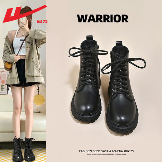 Официальные ботинки martin Warrior, женская обувь, осенне-зимняя женская обувь в британском стиле с высоким берцем на толстой подошве, рабочая одежда с увеличенным размером, короткие сапоги, женские черные 38
