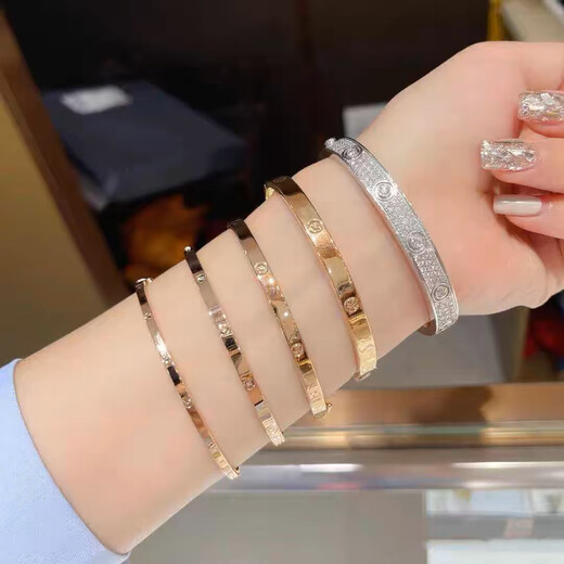 Green gold bracelet for women, rose gold, narrow version, gypsophila, gold, wide version, diamonds, classic water shell customization, please contact customer service for details.