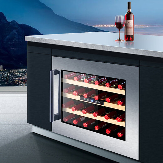 BAIKAILUN built-in wine cabinet red wine cabinet home kitchen and bathroom built-in wine cabinet small beverage tea wine foreign wine refrigerated thermostatic cabinet 0.46 meters丨glass model 24 bottles thin model