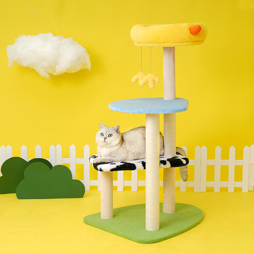ZEZE farm cat climbing frame with nest integrated cat shelf with scratching board large cat shelf cat toy 105cm basic model 60*53*105cm