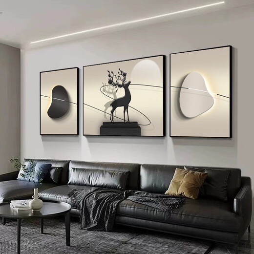 Painting test Yulu Gaosheng atmospheric living room background wall decoration painting modern simple abstract mural light luxury high-end sofa hanging painting T10975 40*60/80*60/40*60 black aluminum alloy frame + texture picture