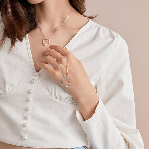 MZMZ platinum couple necklace PT950 platinum clavicle ring pendant Valentine's Day birthday gift for boyfriend and girlfriend when/next day delivery-light luxury-couple necklace