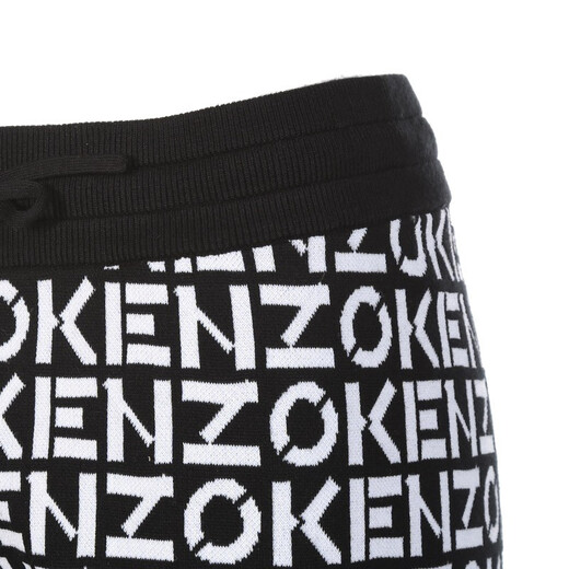 
Kenzo Takada (KENZO) Women's Cotton/Nylon Knitted Casual Pants Trouble Pants Trousers Gift for Women FC5 2PA691 3SC 99 Black and White LOGO Jacquard L