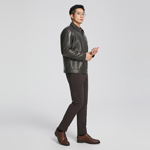 YOUNGOR Leather Clothes Men's Autumn and Winter Middle-aged and Young People's Inner Boundary Warm Leather Clothes Goatskin Soft and Comfort Shopping Mall The same style black YPCB415482AFA XL 180/100A