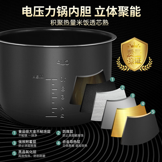 Ruiwen Midea electric pressure cooker 4L/5L/6L liter electric pressure cooker pot non-stick accessories inner pot core liner Midea 5L black crystal liner