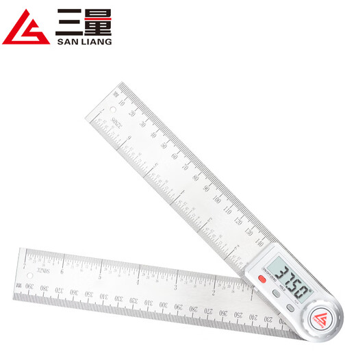 Three-quantity digital display angle ruler universal energy angle ruler protractor woodworking high-precision 90-degree measuring instrument multi-function JDC01 0-200mm (stainless steel ruler body)