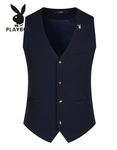 Playboy PLAYBOY vest men's slim jacket daily suit men's waistcoat CG1880 (with gold rabbit) navy 175