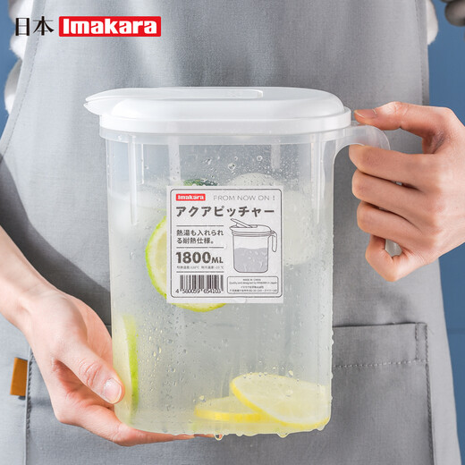 Imakara refrigerator cold kettle cold kettle plastic high temperature resistant tea kettle large capacity tea kettle drying water large kettle tie pot household transparent cold kettle 1 piece 1800ml