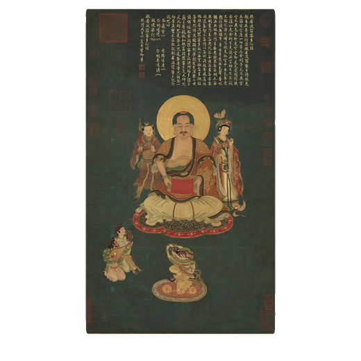 Gemälde von Amitayus Buddha aus der Song-Dynastie, antike Gemälderolle, berühmtes Gemälde, Replik eines antiken Gemäldes, dekoratives hängendes Gemälde, Gemälde von Tathagata beim Predigen, Bild 11165 aus der Song-Dynastie, 30 x 50 cm (Gemälde in Herzgröße), milchig weiß gerahmt