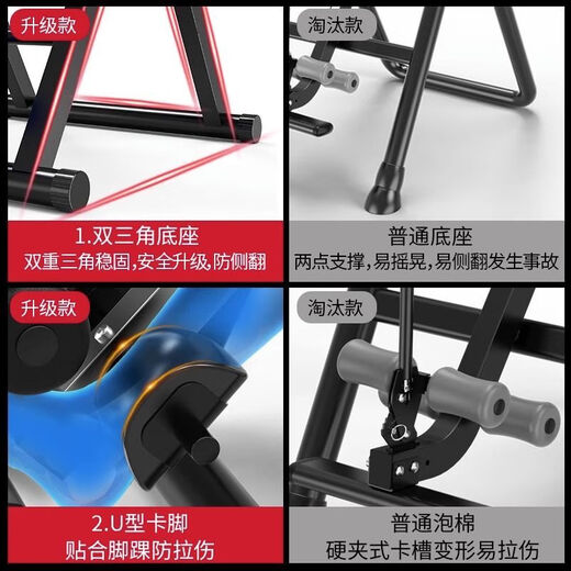 诺德玛倒立机家用款倒挂辅助神器拉伸收腹小型健身器材腰颈椎倒吊 黑红-4泡棉-基础腰垫-可折叠