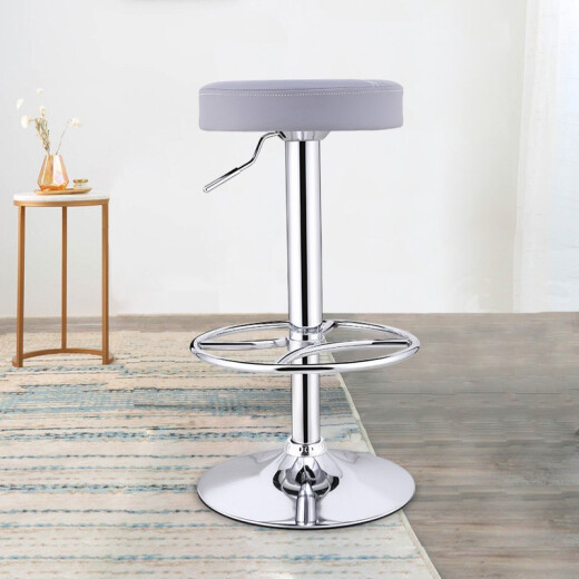 Jingju Bar Chair Stool Home Liftable Backrest Bar Chair Rotating Front Desk Cashier Chair High Stool BY305 Light Gray-High Style