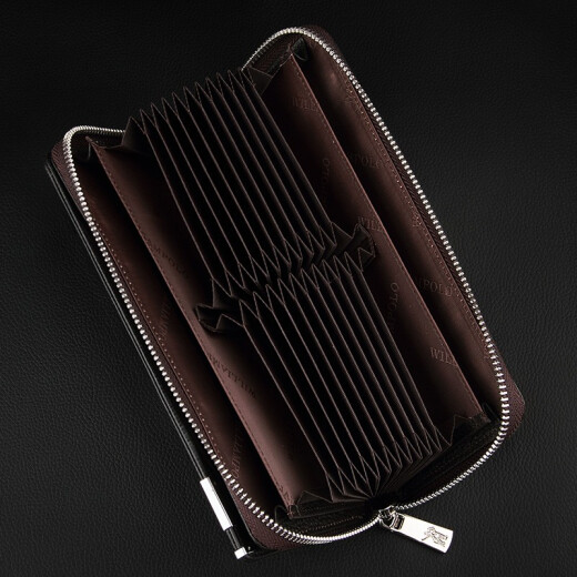 WILLIAMPOLO Geldbörse Herren, neu, lang, echtes Leder, erste Schicht Rindsleder, multifunktional, großes Fassungsvermögen, Herren-Geldbörse, Bankkartenhalter mit mehreren Kartenfächern, Schwarz