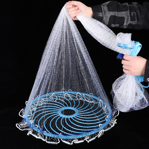 Baijie (BJ) hand-thrown fishing net Frisbee American monofilament line steel drop net Hand-thrown net diameter 4.2 meters high 2.1 meters