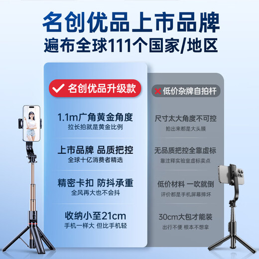 Miniso (Miniso) [Golden Ration] Selfie Stick Trípode retráctil Teléfono móvil Piso de 360 grados giratorios Multifuncionales portátiles portátiles en vivo selfie artefacto manzana Huawei xiaomi