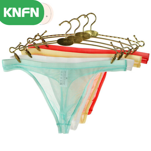KNFN Men's Nude Transparent Thong Thin Mesh Sexy Underwear Love 1 Fun Temptation 1 Temptation Breathable Men's Youth Pants Light Blue M