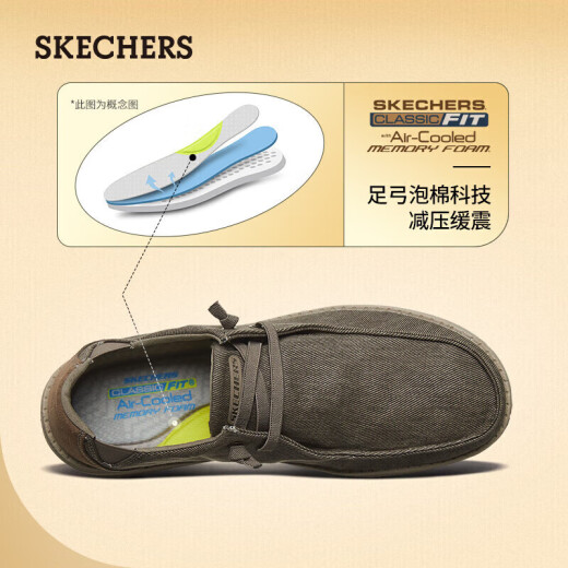 斯凯奇（Skechers）男鞋夏季懒人一脚蹬帆布鞋商务通勤低帮休闲鞋百搭软底板鞋66387