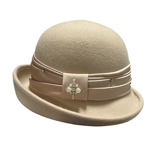 Xiangxue Yuxiu high-end French wool hat for women autumn and winter 2025 new elegant versatile felt hat Hepburn style face-showing small hat for women camel M (56-58cm)
