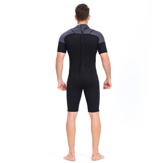Yon Sub Wetsuit Couple Wetsuit Men and Women One-piece Warm 3mm Winter Swimming Long Sleeve Short Sleeve Swimsuit Deep Diving Surfing Black Gray (Short Sleeve) M