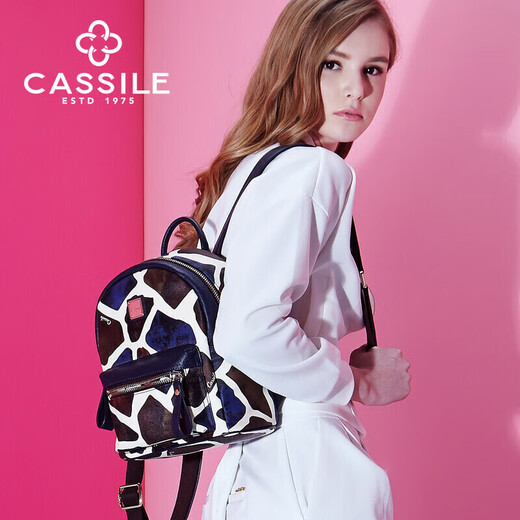 Cassile fashion women's bag European and American animal print backpack women's backpack travel C143042046H4 colorful coffee