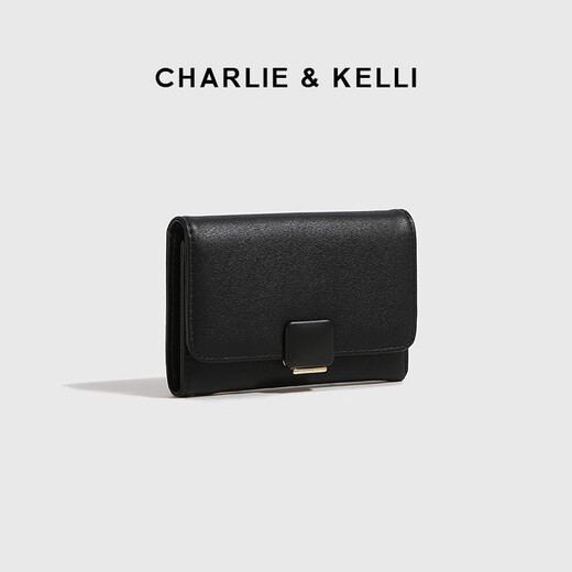 CHARLIE&KELLI CK brand bag for women 2026 new style simple and versatile folding card bag compact wallet birthday gift for women black Beijing warehouse delivery gift bag packaging