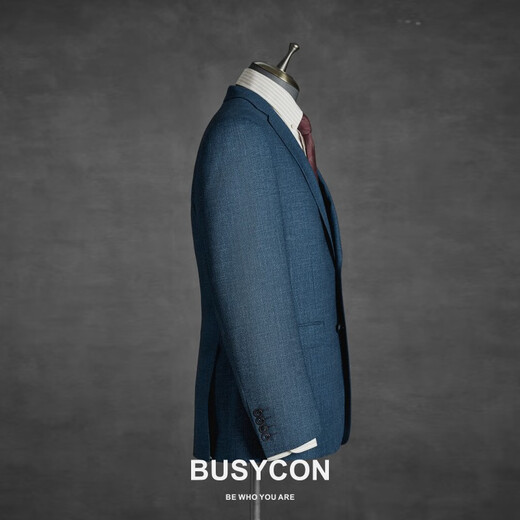 BUSYCON suit blue formal men's suit groom wedding dress formal high-end customized men's business casual suit blue top + vest + pants three-piece set 46