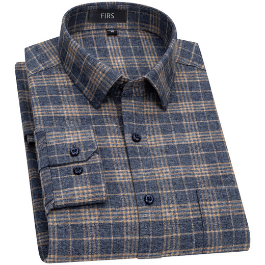 Shanshan (FIRS) pure cotton brushed long-sleeved shirt for men, middle-aged dad's cotton plaid shirt for men A951-2 42