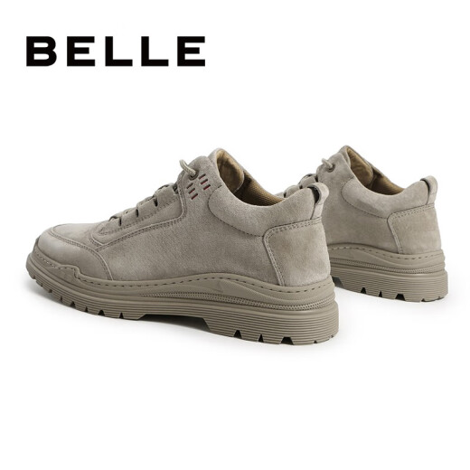 Belle men's shoes mall same style thick-soled frosted lace-up casual shoes work shoes 6SY01DM9 gray 42