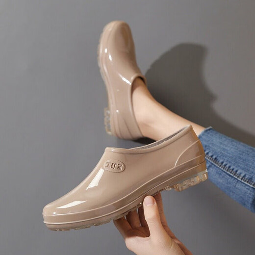 Chaussures d'eau pour femmes, bottes de pluie, chaussures en caoutchouc, cuisine de cuisine pour femmes glissantes eau peu profonde, basse bas à fond plat à tube court couvercle, magnolia d'été 36