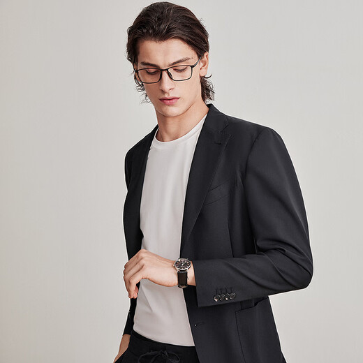 By Creations Machine washable easy-care suit suit men's business casual professional commuting formal groom wedding suit black 44 (165/84A)