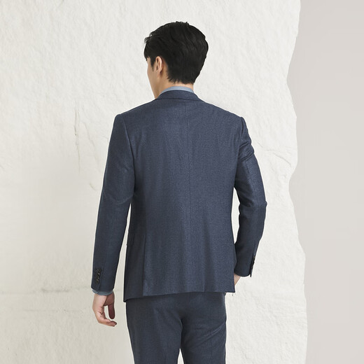 YOUNGOR men's suit with two buttons, side slits, slim fit, new business suit, suit top, wool stretch fabric, same style as the store, gray blue L 175/96A