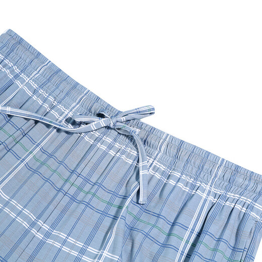 AIMER Men [mismo modelo en el centro comercial Shopping] 22SS Disfrute de pantalones caseros sedosos Pajamas New Spring and Summer NS42F683 Light Blue Plaid YH5 3XL 185