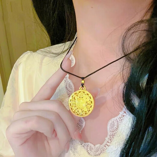 Fat Donglai's same style Eight Treasures Compass Pendant 18k yellow l gold blessing brand 999 True Sun Tathagata Buddha transfer bead necklace Eight Treasures Compass Fortune Brand Pendant (+rope+beads)