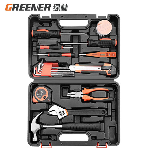 绿林（GREENER）20件套 家用工具箱套装电工五金工具螺丝刀维修扳手卷尺组合套装