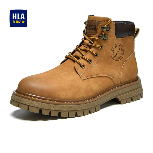 Hailan Home HLA men's boots retro trendy Martin boots men's outdoor versatile work clothes big yellow boots men T121 earth yellow 42